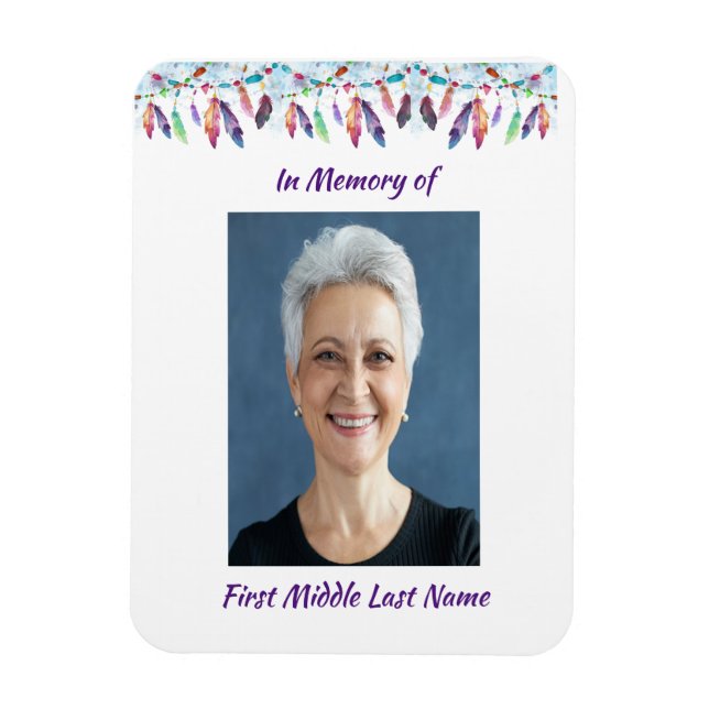 Magnet Flexible Memory Keepsake  Feathers Boho Tribal Native (Vertical)