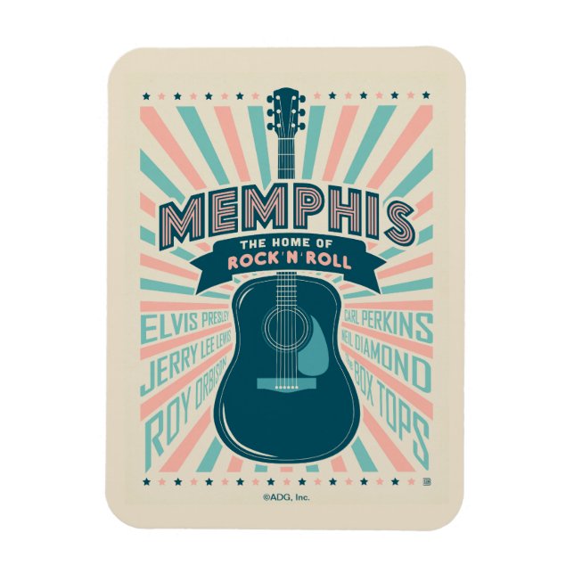 Magnet Flexible Memphis, TN : Série de guitares | Rock-N-Roll (Vertical)