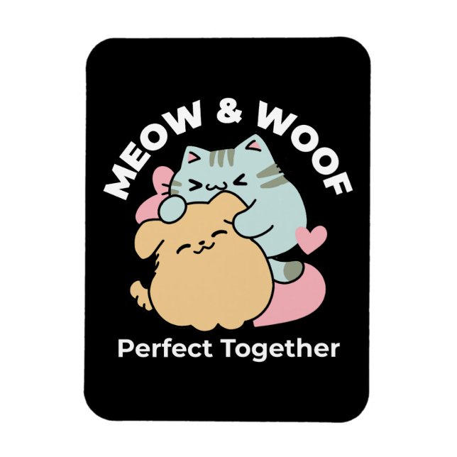 Magnet Flexible Meow & Woof Perfect Together - Cute Cat and Dog (Vertical)