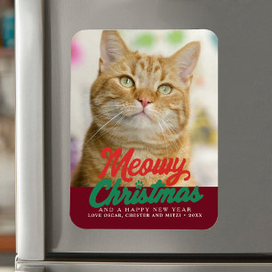 Magnet Flexible Meowy Christmas Cute Cat Photo Noël