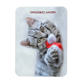 Magnet Flexible Meowy Christmas Cute Grey Tabby Cat