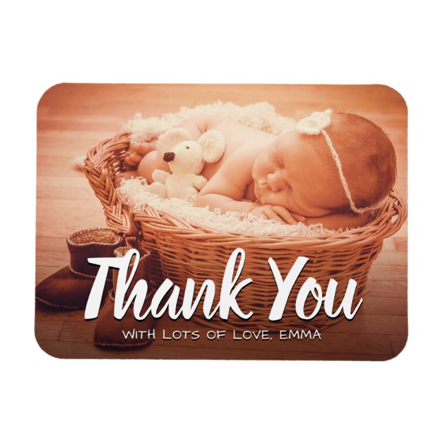 Magnet Flexible Merci bébé photo personnalisée (Horizontal)