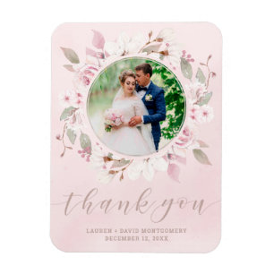 Magnet Flexible Merci photo de Mariage de Rose flou