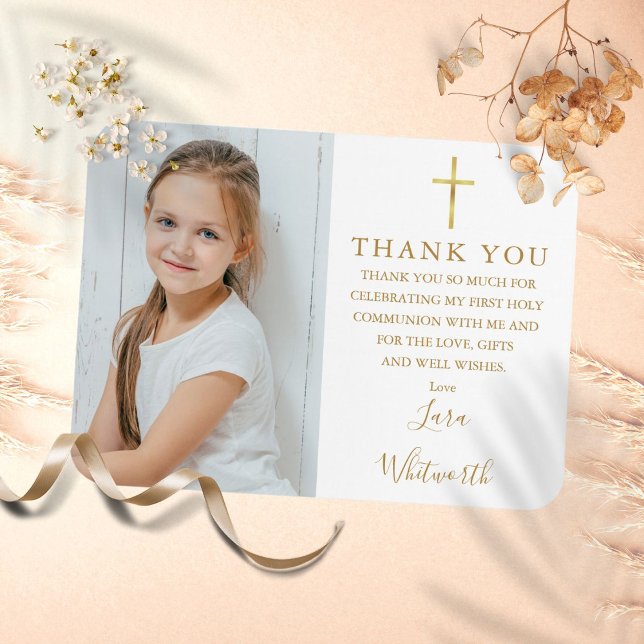 Magnet Flexible Merci photo Gold First Holy Communion (Gold First Holy Communion Photo Thank You Magnet)