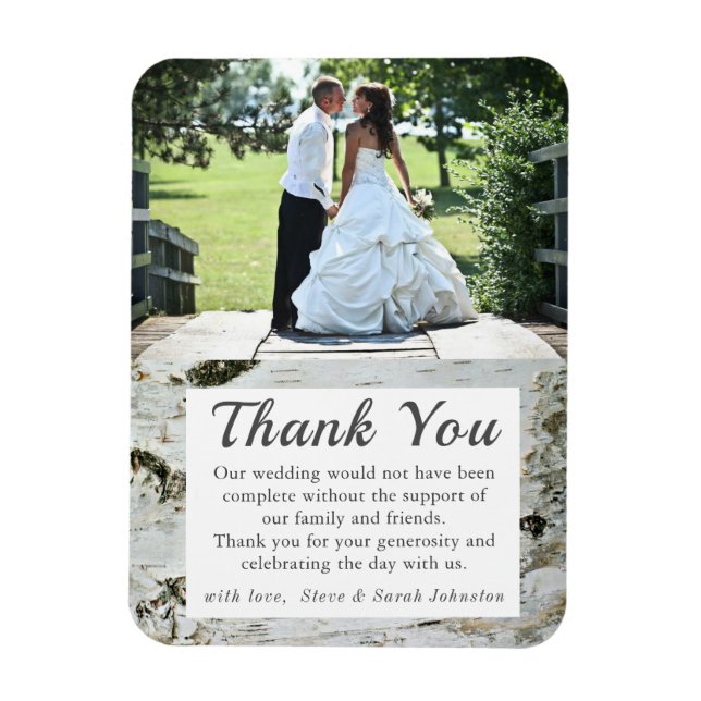 Magnet Flexible Merci photo Mariage Birch Wood Tree Bark (Vertical)