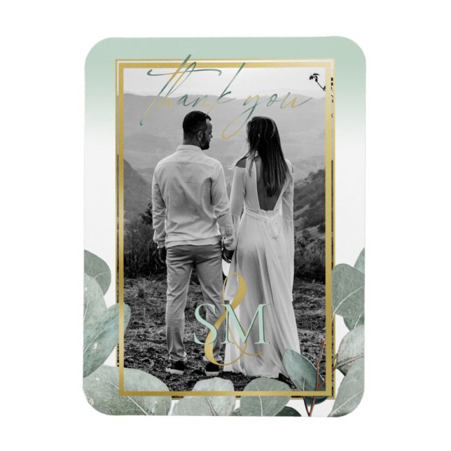 Magnet Flexible Merci photo mariage Eucalyptus (Vertical)
