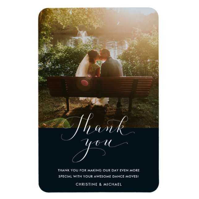Magnet Flexible Merci photo Mariage favori | bleu marine (Vertical)