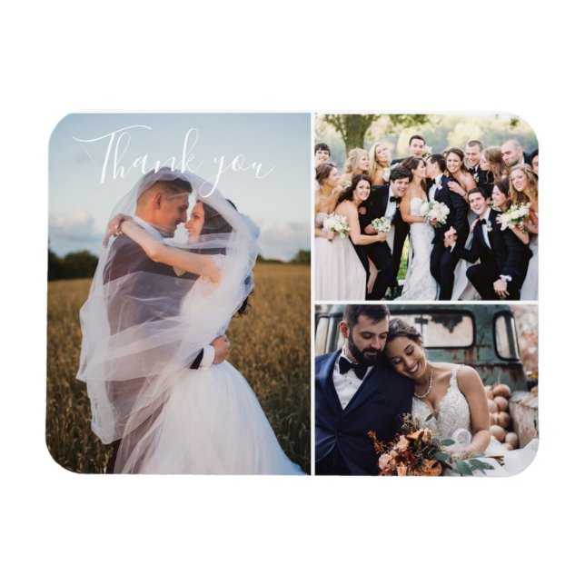 Magnet Flexible Merci photo moderne de trois jours de mariage (Horizontal)
