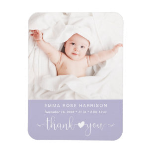 Magnet Flexible Merci Photo Purple Girl Faire-part de naissance