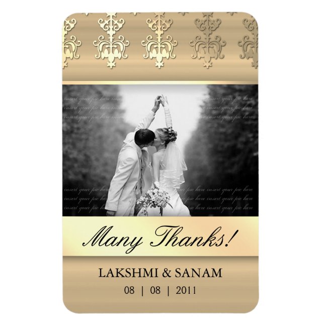 Magnet Flexible Merci Photocard Indian Damask Gold (Vertical)