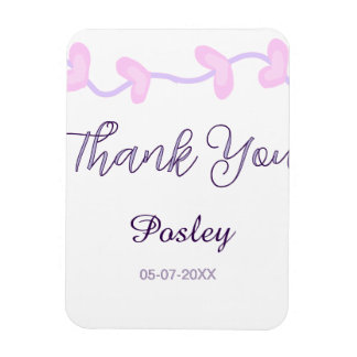 Magnet Flexible merci rose violet pastel mariage nom date lea