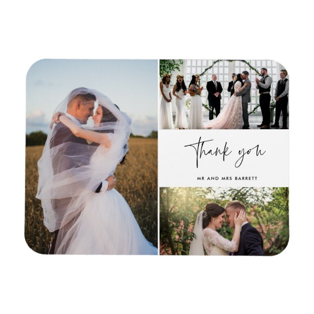 Magnet Flexible Merci Trois Photo Collage Mariage (Horizontal)