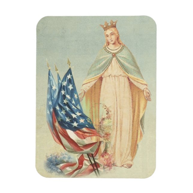 Magnet Flexible Mère catholique Mary USA Drapeau religieux (Vertical)
