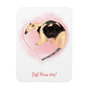 Magnet Flexible Mère et bébé tamandua Meilleure maman jamais frigo