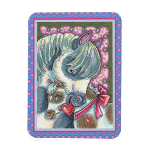 MAGNET FLEXIBLE MÈRE PONY & VALENTINE FILLY, CUTE CHEVAL