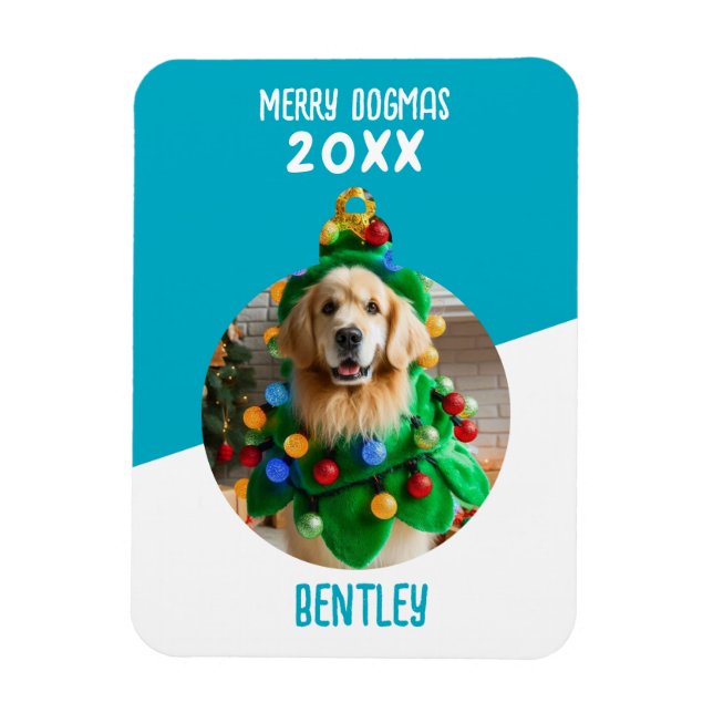 Magnet Flexible Merry Dogmas Custom Dog Photo Christmas Keepsake  (Vertical)