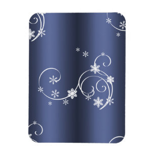Magnet Flexible Metallic Teal, White Swirls Christmas