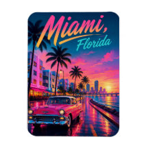 Miami Floride Rétro Néon Coucher de Soleil Voyage