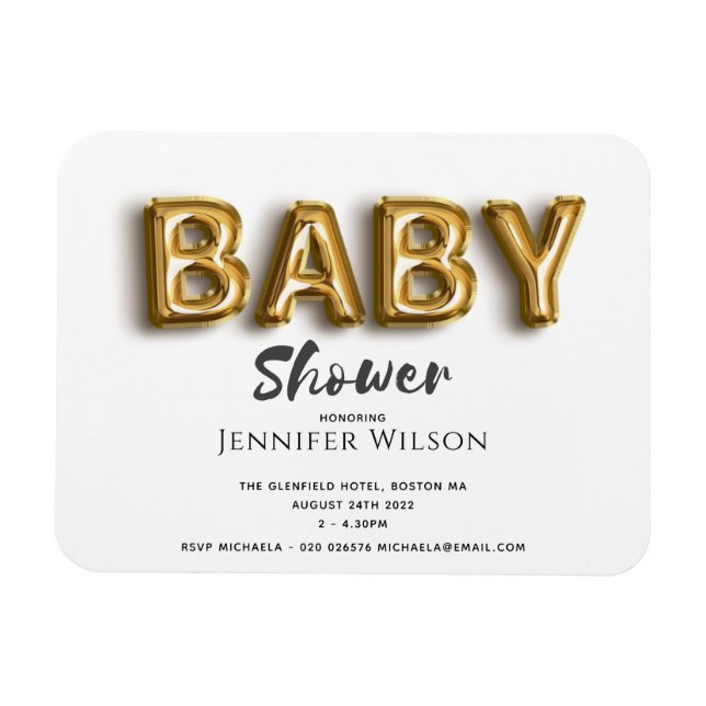 Magnet Flexible mignon bulle d'or baby shower amusant sauver (Horizontal)
