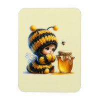 Mignonne fille en costume d'abeille avec miel