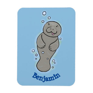 Magnet Flexible Mignonne manatée bébé avec bulles illustration