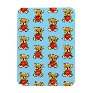Magnet Flexible Mignonne Ours En Teddy Tenant Coeur avec Amour - A