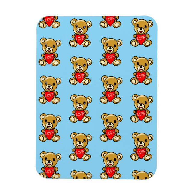 Magnet Flexible Mignonne Ours En Teddy Tenant Coeur avec Amour - A (Vertical)