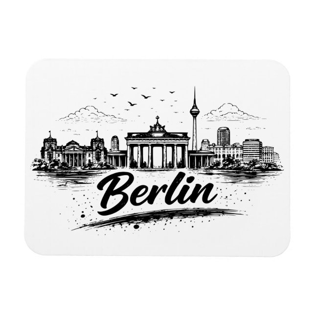 Magnet Flexible Minimalist Berlin Germany Cityscape Art (Horizontal)