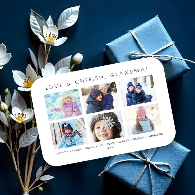 Magnet Flexible Minimalist Cute 6 Multi Photos Collage Keepsake (Minimalist Cute 6 Photos Collage Keepsake for Family: Mom, Nanna, dad... Magnet.)