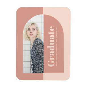 Magnet Flexible Minimalist Peach Pink Arch Photo Graduation Announ