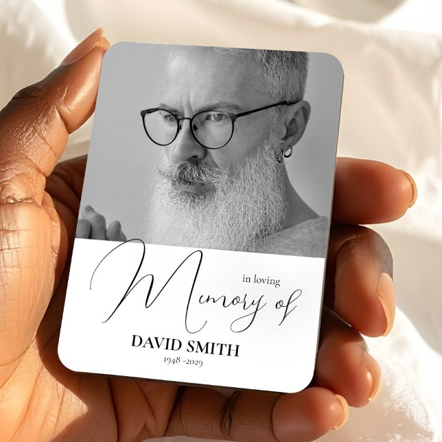 Magnet Flexible Minimalist Photo Elegant Funeral Memorial Favor (Minimalist Photo Elegant Funeral Memorial Keepsake Magnet, In Loving Memory Gift)
