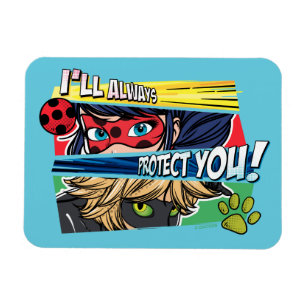 Magnet Flexible Miraculous Ladybug & Cat Noir toujours vous protég