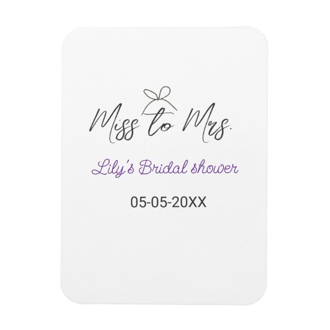 Magnet Flexible Mlle à Mme douche nuptiale ajouter nom date année  (Vertical)
