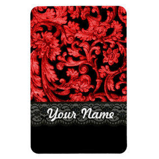 Magnet Flexible Modèle floral en dentelle noire et rouge