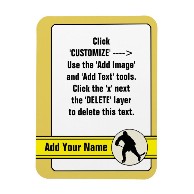 Magnet Flexible Modèle magnétique de la carte de hockey sur glace (Vertical)