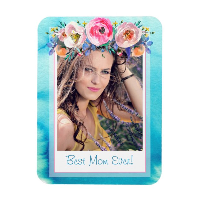 Magnet Flexible Modèle photo Floral Meilleure maman jamais (Vertical)