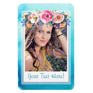 Magnet Flexible Modèle photo Floral Rose Bleu Personnalisé