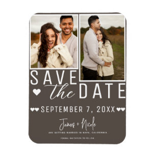 Magnet Flexible Modern Dark Taupe Enregistrer la date 2 Mariage ph
