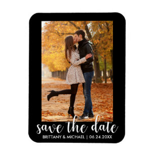 Magnet Flexible Modern Enregistrer La Date Fiançailles Couple Phot