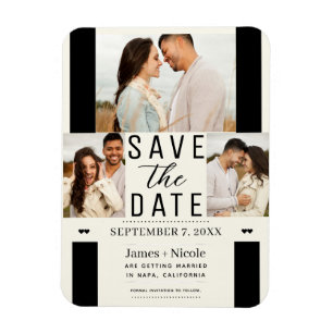 Magnet Flexible Modern Off White Enregistrer la date 3 Mariage pho