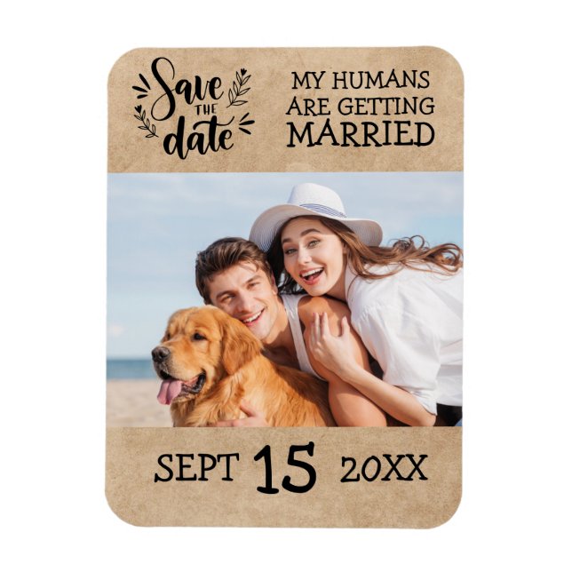 Magnet Flexible Modern Script Couple photo mariage Enregistrer la  (Vertical)
