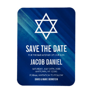 Magnet Flexible Moderne Blue Grunge Bar Mitzvah Enregistrer la dat