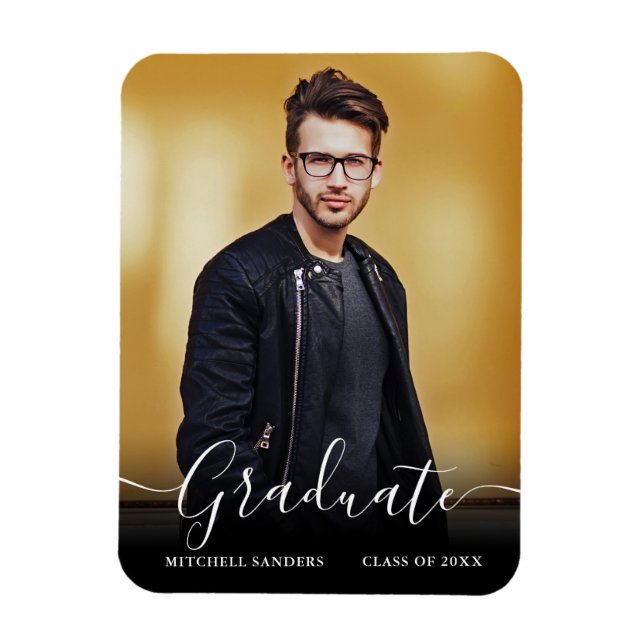 Magnet Flexible Moderne Calligraphie Script Grad Photo Faire-part (Vertical)