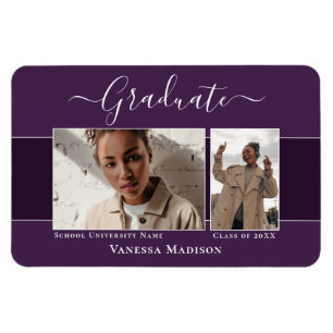 Magnet Flexible Moderne   Elegant 2 Photo Grad Faire-part