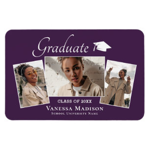 Magnet Flexible Moderne   Elegant 3 Photo Grad Faire-part