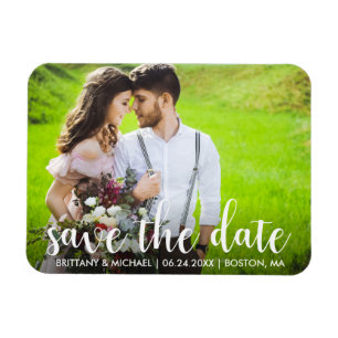Magnet Flexible Moderne Enregistrer la date Fiançailles Couple Pho
