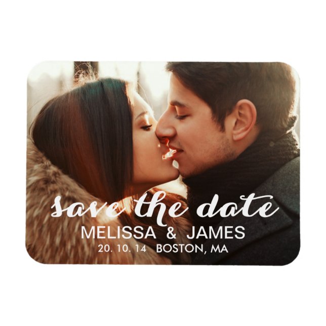 Magnet Flexible Moderne Enregistrer l'aimant de la date avec photo (Horizontal)