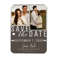 Moderne Faire-Part de Mariage 2 Photos Taupe Foncé