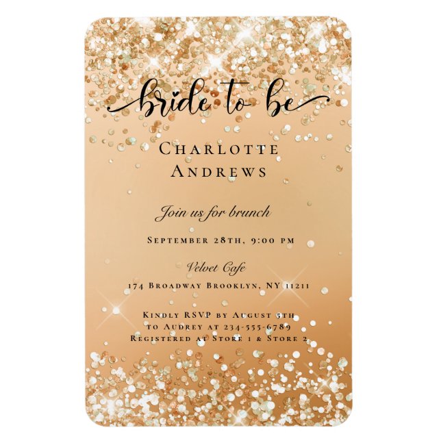 Magnet Flexible Moderne, Glitter Bride to be Invitation Aimant (Vertical)
