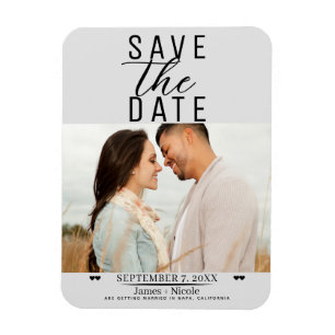 Magnet Flexible Moderne gris clair Enregistrer la date Mariage Pho